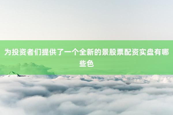 为投资者们提供了一个全新的景股票配资实盘有哪些色