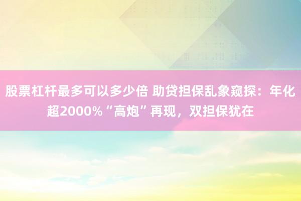股票杠杆最多可以多少倍 助贷担保乱象窥探:年化超2000%“高炮”再现,双担保犹在