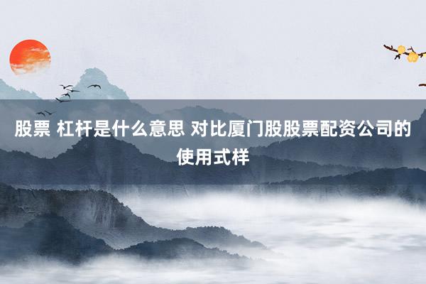 股票 杠杆是什么意思 对比厦门股股票配资公司的使用式样