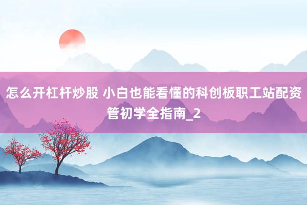 怎么开杠杆炒股 小白也能看懂的科创板职工站配资管初学全指南_2
